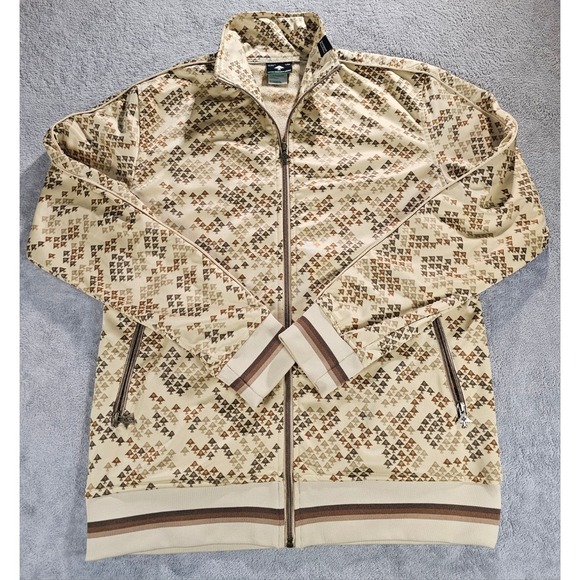 Lrg Other - Vintage LRG Lifted Research Group Track Jacket Tan Brown All Over Print Size M
